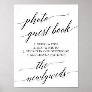 Elegantes schwarzes Kalligrafie-Foto-Gästebuch Poster