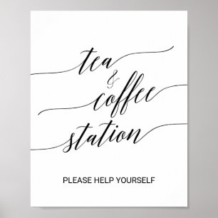 Elegantes schwarzes Kalligrafie-Schild für Tee und Poster