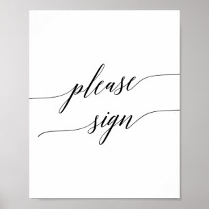Elegantes schwarzes Kalligrafie-Signierposter Poster