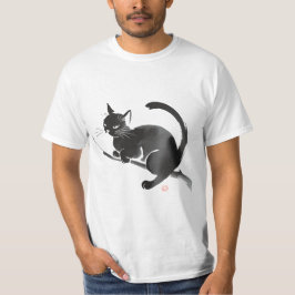 Elegantes Schwarzes Katzenbild T-Shirt
