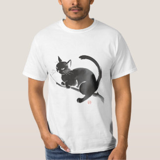 Elegantes Schwarzes Katzenbild T-Shirt