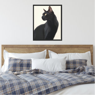 Elegantes schwarzes Katzenwandkunstposter Leinwanddruck