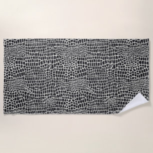 Elegantes schwarzes Krokodil Print Beach Handtuch