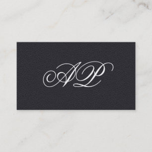 Elegantes schwarzes Leder mit Luxe Monogram Visitenkarte