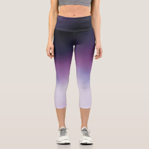 Elegantes Schwarzes Lila & Weiß Girly Capri Leggings