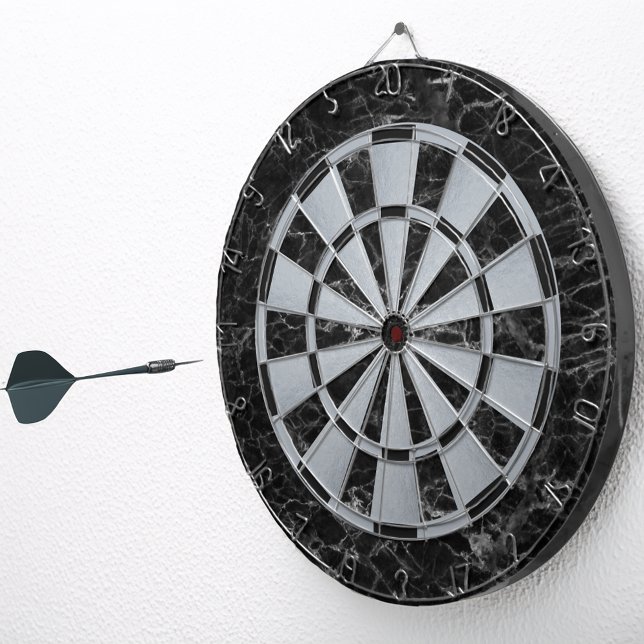 Elegantes Schwarzes Marmor Imitat Silver Metallic  Dartscheibe (Von Creator hochgeladen)