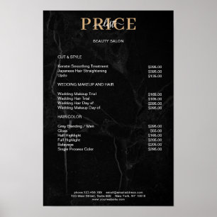 Elegantes Schwarzes Marmor Preisliste Poster