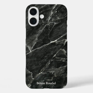 Elegantes Schwarzes Marmorsklab mit Namen iPhone 16 Plus Hülle