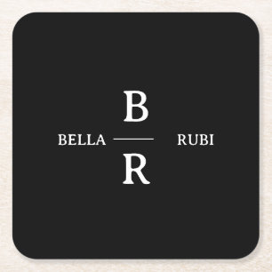 Elegantes, schwarzes, minimalistisches Hochzeitsmo Rechteckiger Pappuntersetzer