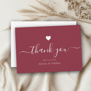 Elegantes Schwarzes Modern Script Burgundy Rotes H Dankeskarte