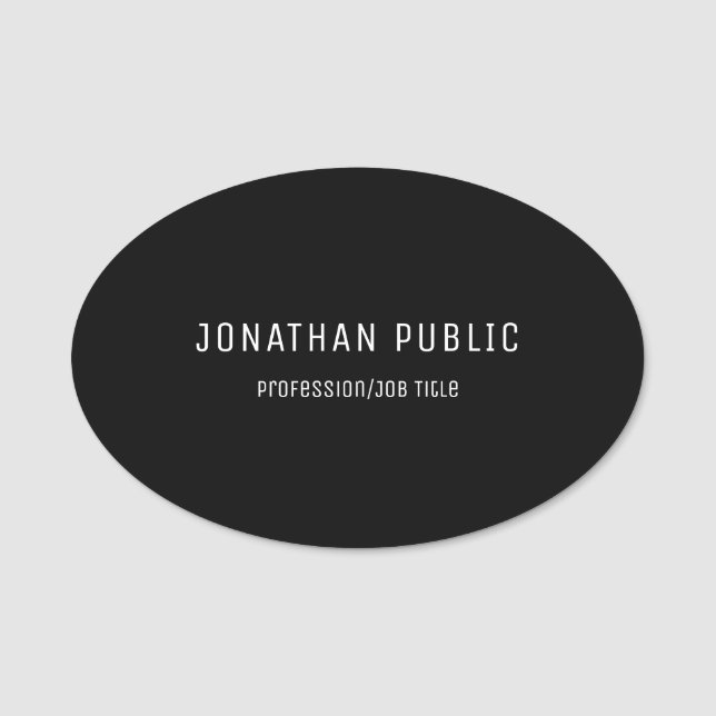 Elegantes schwarzes modernes namensschild (Vorderseite)