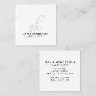 Elegantes Schwarzes Modernes Skript Monogramm Make Quadratische Visitenkarte