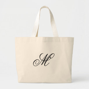 Elegantes schwarzes Monogramm Anfangsbuchstabe  Jumbo Stoffbeutel