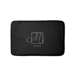 Elegantes Schwarzes Monogramm-Design Badematte