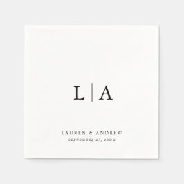 Elegantes Schwarzes Monogramm Einfache Minimalisti Serviette