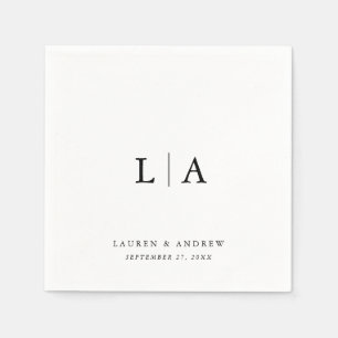 Elegantes Schwarzes Monogramm Einfache Minimalisti Serviette