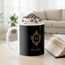 Elegantes Schwarzes Monogramm in Vintagem Wappen