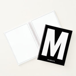 Elegantes schwarzes Monogramm Name Minimalistische Notizbuch
