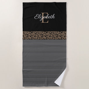 Elegantes Schwarzes Monogramm Strandtuch