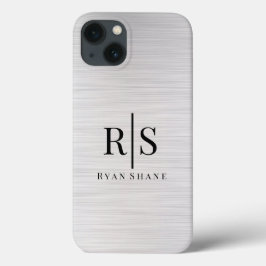Elegantes Schwarzes Monogramm und Name, gebürstete Case-Mate iPhone Hülle