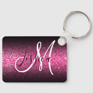 Elegantes schwarzes Ombre-Hot-Pink-falsches-Glitte Schlüsselanhänger