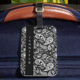 Elegantes schwarzes Paisley Gepäckanhänger