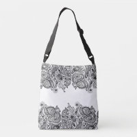 Elegantes schwarzes Paisley-Spitzenmuster mit weiß