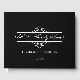 Elegantes Schwarzes Personalisiertes Hotel oder Fa Gästebuch
