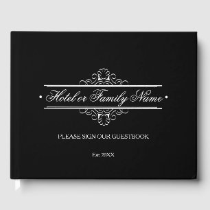 Elegantes Schwarzes Personalisiertes Hotel oder Fa Gästebuch