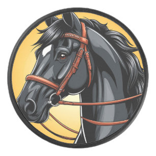 Elegantes Schwarzes Pferd Eishockey Puck