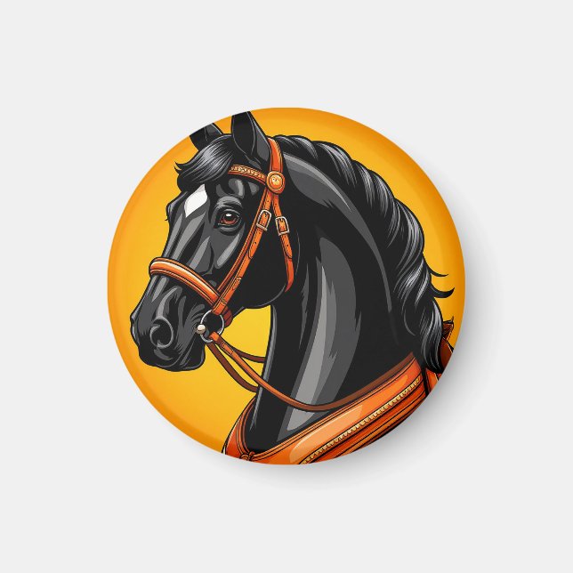 Elegantes Schwarzes Pferd Magnet (Vorne)