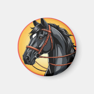 Elegantes Schwarzes Pferd Magnet