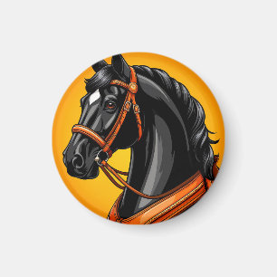 Elegantes schwarzes Pferdeporträt Magnet