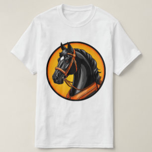 Elegantes schwarzes Pferdeporträt T-Shirt