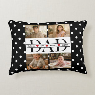 Elegantes schwarzes Punkte-4-Foto-Dad-Geschenk Dekokissen