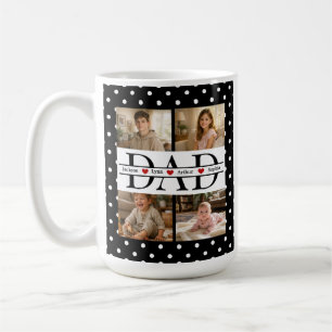 Elegantes schwarzes Punkte-4-Foto-Dad-Geschenk Kaffeetasse