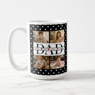 Elegantes schwarzes Punkte-4-Foto-Dad-Geschenk Kaffeetasse