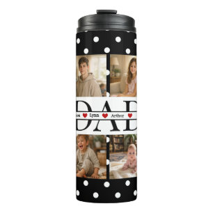 Elegantes schwarzes Punkte-4-Foto-Dad-Geschenk Thermosbecher