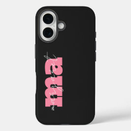 Elegantes schwarzes rosa Monogramm Initialskript N iPhone 16 Hülle