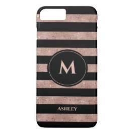 Elegantes Schwarzes Rose Gold Glitzer Streifen Mon Case-Mate iPhone Hülle