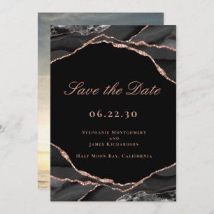 Elegantes Schwarzes Rose Goldenes Paradies für Hoc Save The Date