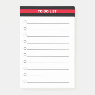 Elegantes Schwarzes Rot Personalisiert zu tun List Post-it Klebezettel