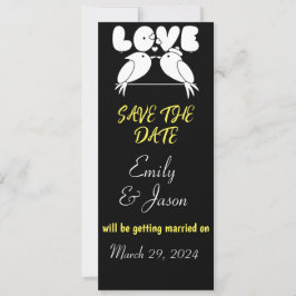 Elegantes schwarzes Save The Date mit Liebesvögeln Einladung