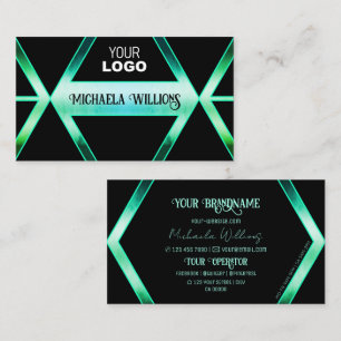 Elegantes schwarzes schimmerndes Teal-Muster mit m Visitenkarte