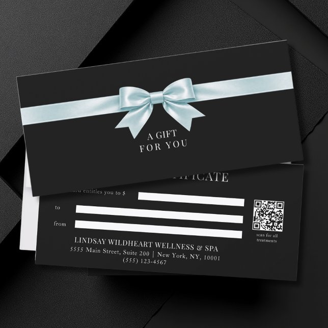 Elegantes schwarzes Schleifen-QR-Code-Geschenkguts (Elegant Black Bow QR Code Gift Certificate)