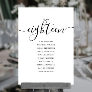 Elegantes schwarzes Schrift-Tisch Nummer 18 Sitzpl Einladung