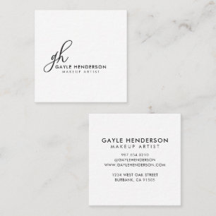 Elegantes schwarzes Schriftmonogramm Make-up Quadr Quadratische Visitenkarte