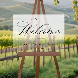 Elegantes Schwarzes Script Mattiert Begrüßung Acrylschild