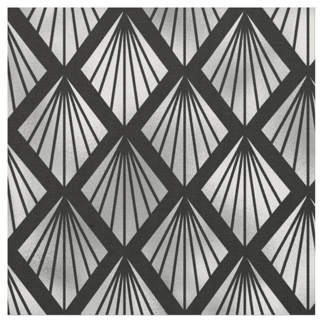 Elegantes Schwarzes Silber Fan Piazza della Riform Stoff (Nahaufnahme)