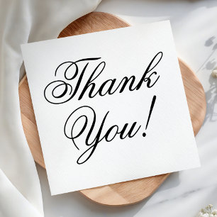Elegantes schwarzes Skript Danke für die Hochzeit Serviette